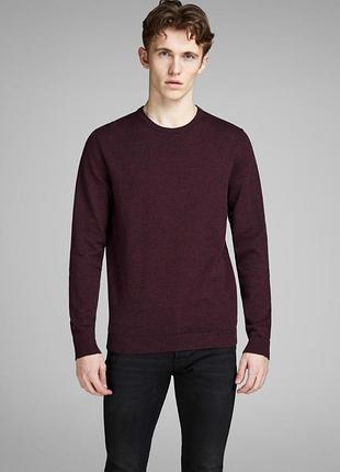 Пуловер jjebasic knit crew neck noos 12137190-port royale jackandamp;jones xxl бордовый 12137190-port royale-deta