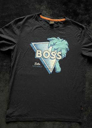 Чоловіча футболка hugo boss з літнім принтом (розмір m, оригінал)