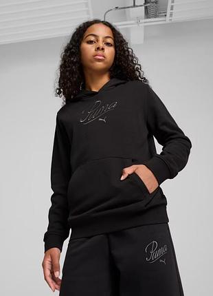 Худі підліткове ess script hoodie 68580601 puma 128 чорний 68580601