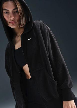 Женская толстовка nike w nsw phnx plsh fz hdy black fz1267-010
