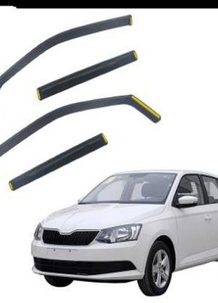 Дефлектори вікон (вітровики) skoda fabia 2014-2021 вставні (hawk)