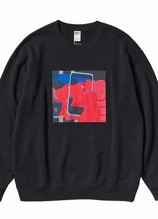 Толстовка kaws x uniqlo warhol graphic 476119 sweatshirt (black phone red kaws) e476119-000