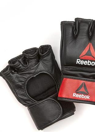 Перчатки для тренинга reebok mma gloves leather черный, красный уни xl rscb-10340rdbk