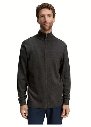 Кофта men's basic knit jacket 1047571-10617 tom tailor m темно-сірий 1047571-10617