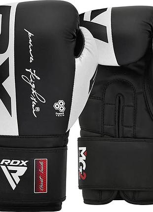Перчатки боксерские rdx boxing gloves rex f4 черный, белый 10 унций (bgr-f4b) bgr-f4b 12 унцій