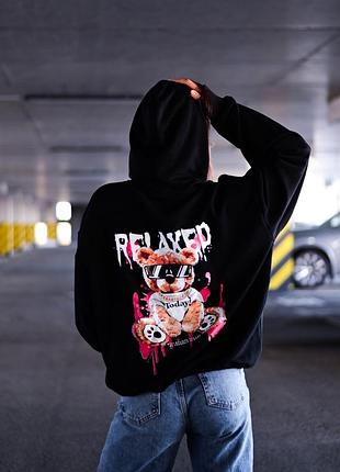 Худі чорне жіноче ведмедик drapp