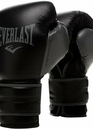 Рукавиці боксерські everlast powerlock 2r training glove чорний, сірий уні 16 унцій p00002286