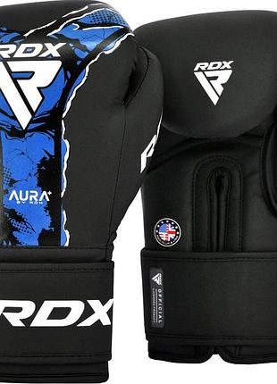 Перчатки боксерские rdx boxing gloves new aura f17 черный, синий уни 12 унций bgr-f17bu 16 унцій