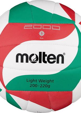 М'яч волейбольний molten no5 v5m2000 light, колір зелений, розмір (європа) — 5 v5m2000light