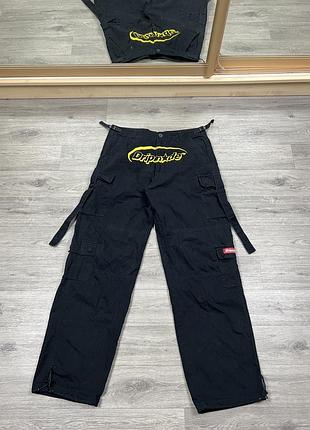 Черные карго штаны dripmade ambush cargo pants (drpm w002) желтый логотип l