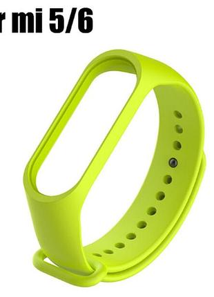 Силиконовый браслет xiaomi mi band m5 m6 ремешок для смарт часов (салатовый)
