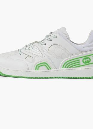 Кроссовки gucci basket low white demetra green 698785-2shg0-9089