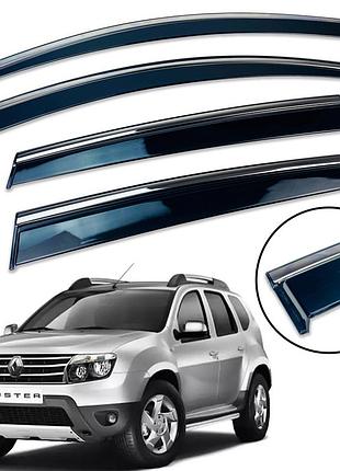 Д/в renault duster i 2010-2018 (на скотче) нерж. з хром полоскою (defl)