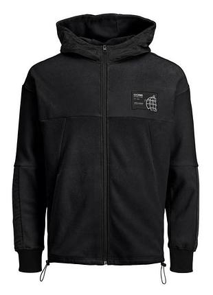 Куртка jcoexped sweat zip hood 12216296-black-fit:relaxed jackandamp;jones m чорний 12216296-black-fit:relaxe