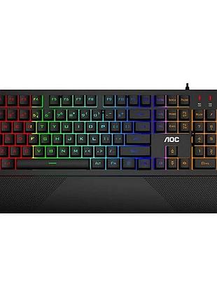 Клавиатура игровая aoc gk200 мембранно-механическая gaming rgb радужная подсветка usb