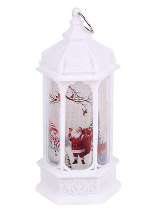 Лампа-фонарь новогодний елочный stenson r96334 white с подсветкой 13.5×6.5 см