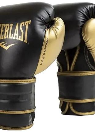 Рукавиці боксерські everlast powerlock 2r training glove чорний, золотий уні 12 унцій p00002662