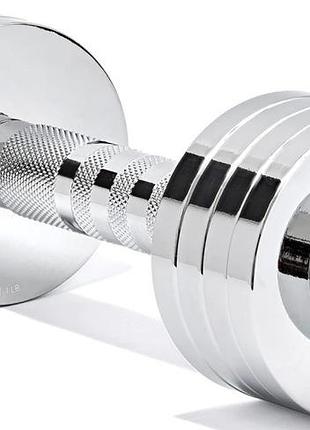 Гантелі регульована adidas adjustable chrome dumbbell сріблястий уні 1-5 кг adwt-11400