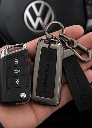 Чохол для ключа volkswagen №2-3 кнопки.викідний new metal f-seria
