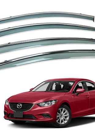 Д/в mazda 6 sedan 2014-2021 нерж. з хром полоскою (hawk)