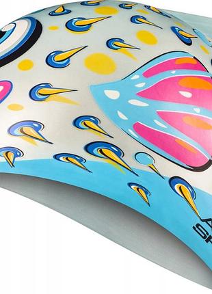 Дитяча шапочка для плавання аква aqua оригінал speed zoo fish 8691 сірий діт osfm 115-02-fish