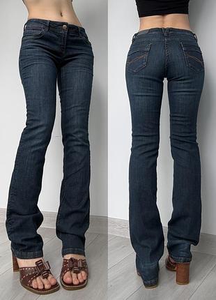 Джинсы темно синие 36 s 38 m маленький легкий клеш flared bootcut винтаж vintage низкая талия посадка 2000ые 90ые y2k