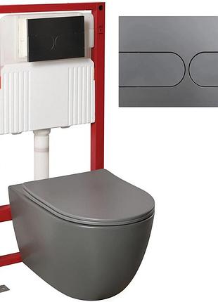 Комплект установлювальний з унітазом winmix premium ellipse-set-2101 gray, tornado 3.0 панель змиву, сіра