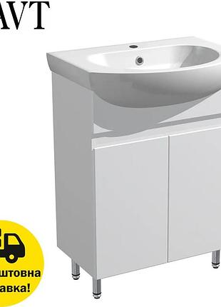 Тумба підлогова avt "крит скр-60" з умивальником руна 60 см для ванної кімнати, біла (сірія стандарт)