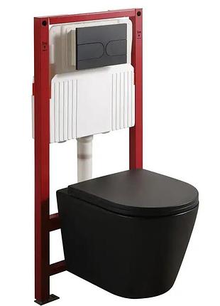 Комплект установлювальний з унітазом winmix premium bevel-set-2101 black, tornado 1.0 панель змивання, чорний мат
