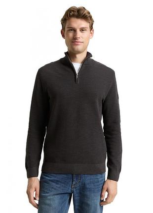 Кофта men's cotton troyer knit jumper 1048813-10899 tom tailor l темно-сірий 1048813-10899 xxl