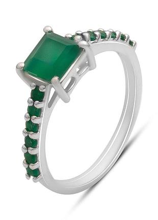 Срібне кільце proba з натуральним агатом 1.385ct, вага виробу 2,34 г (2197249) 17 розмір