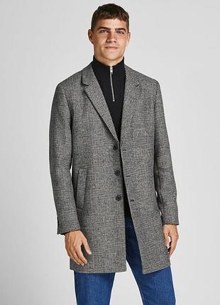 Пальто jjemoulder wool coat sn 12171374-light grey melange-checks jackandamp;jones l серое 12171374-light grey melan xl