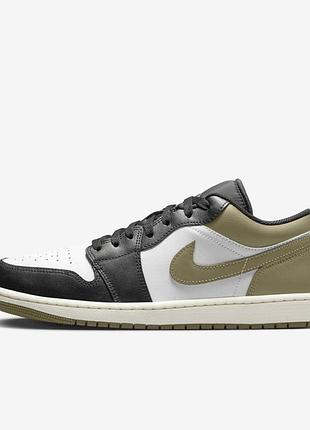Кроссовки мужское air jordan 1 low white/olive 553558-092