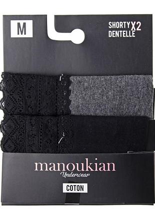Трусы manoukian shorty-x2 -femme черный, серый жин l 12890483-3