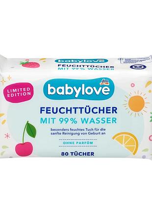 Детские влажные салфетки babylove на основе 99% воды, 80 шт.