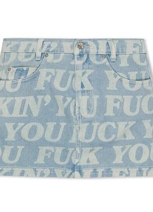 Юбка ripndip fuckin fuck denim mini skirt rndfal24w06