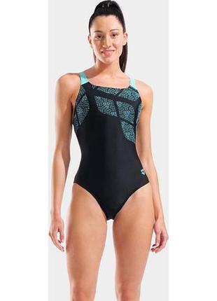 Купальник слитный для женщин arena kikko swimsuit swim pro back черный, бирюзовый жин 40 010807-580 36