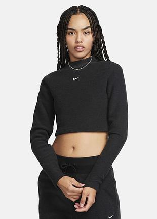 Топ жіночий nike sportswear phoenix plush slim mock-neck long-sleeve cropped cozy fleece top black fn3619-010 xs
