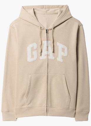 Толстовка чоловіча gap logo zip hoodie beige 683050081 l 683050081