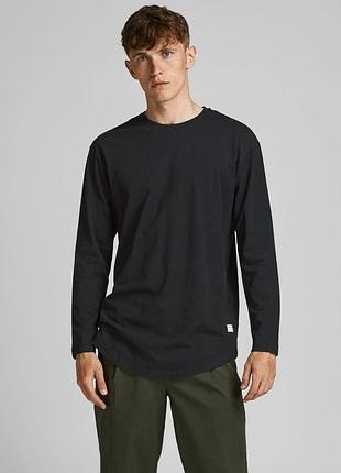 Футболка з довгими рукавами jjenoa tee o-neck ls noos 12190128-black-fit:relaxed jackandamp;jones l чорний