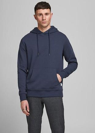 Худі jjebasic sweat hood noos 12182537-navy blazer-fit:reg jackandamp;jones s темно-синій 12182537-navy blazer-fit: