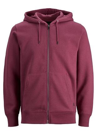 Толстовка jjesoft basic sweat zip hood noos 12191895-hawthorn rose-fit:reg fit jackandamp;jones l бордовий 12191895-hawthorn
