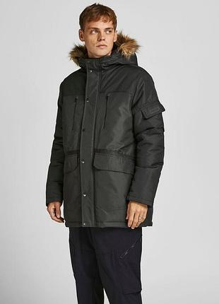 Куртка jjeglobe parka sts 12194323-black jackandamp;jones m чорний 12194323-black