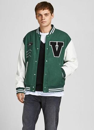 Куртка jorvarsity bomber jacket ltn 12207367-trekking green jackandamp;jones m зелений 12207367-trekking green xl