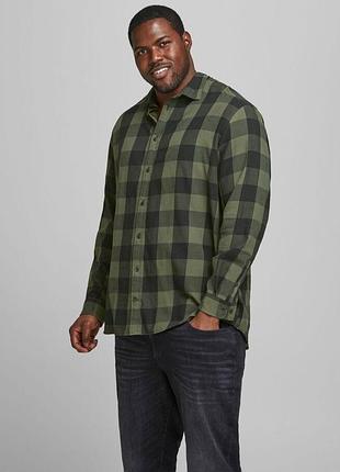 Рубашка jjegingham twill shirt l/s ps noos 12183107-dusty olive jackandamp;jones plus 3xl зеленый 12183107-dusty olive