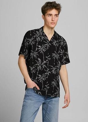 Рубашка пляжная jorcoco resort shirt ss blk 12187990 black jackandamp;jones l черный 12187990black m