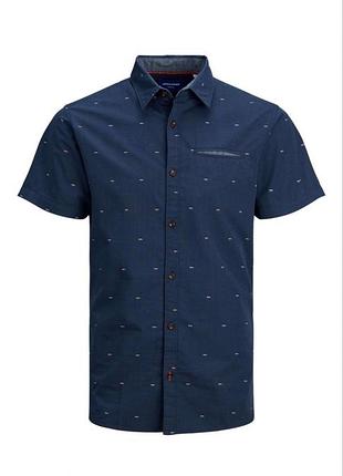 Сорочка jorsolar shirt ss 12187984 ensign blue jackandamp;jones l темно-синій 12187984-ensign blue