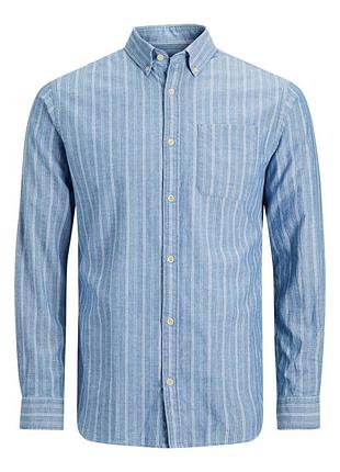 Сорочка jjclassic mix shirt ls 12188988-light blue denim-checks:/slim jackandamp;jones l блакитний 12188988-light blue denim