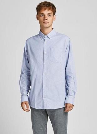 Рубашка jjeoxford shirt l/s s21 noos 12182486-cashmere blue-fit:slim fit jackandamp;jones s голубой 12182486-cashmere blue-fi
