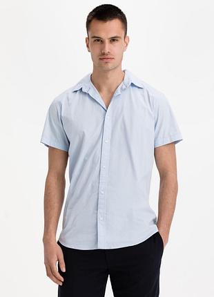Рубашка jjclint shirt s/s slim fit 12163646 cashmere blue jackandamp;jones l голубой 12163646cashmereblue m
